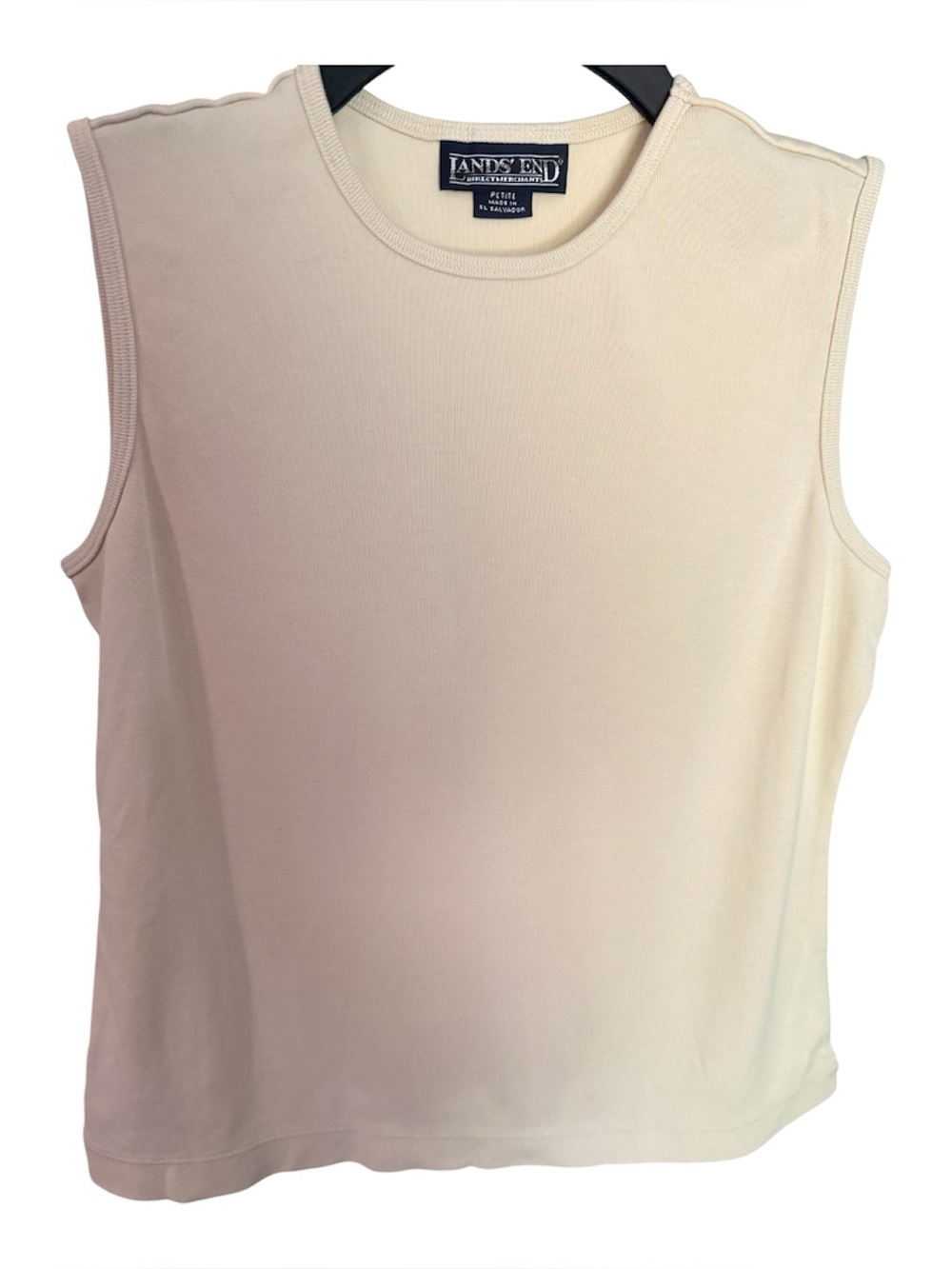 Lands' End Women's Sleeveless Ribbed Tank - Cream 100% cotton Sz. XSP (2-4)